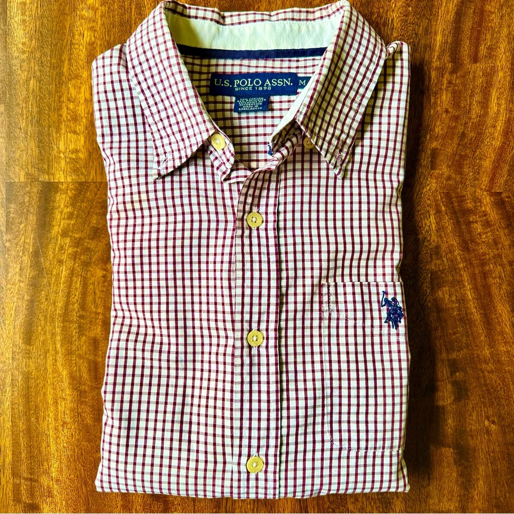 U.S. Polo Assn. Plaid Long Sleeve Button Down Top, Medium